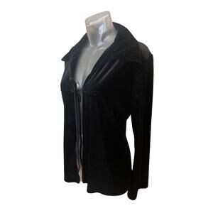 Vintage 90's Y2K Velvet Tie Front Top/ Light Jacket 70's Collar GOTH GRUNGE RAVE